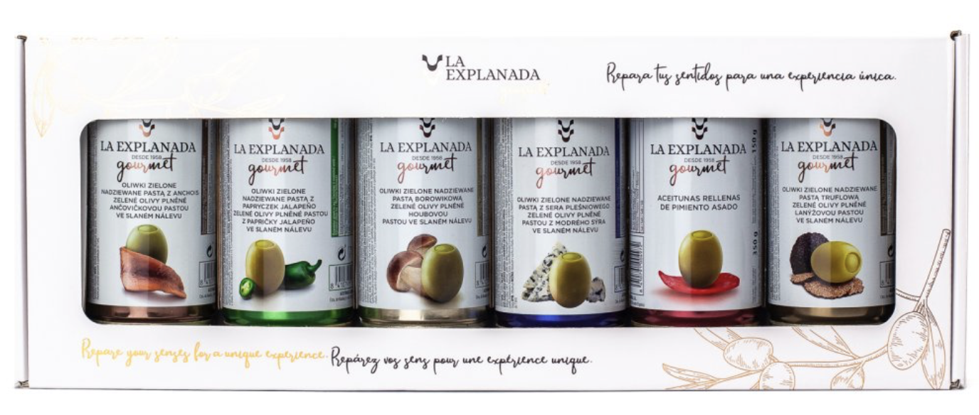 Dárková sada 6 druhů oliv v plechovce