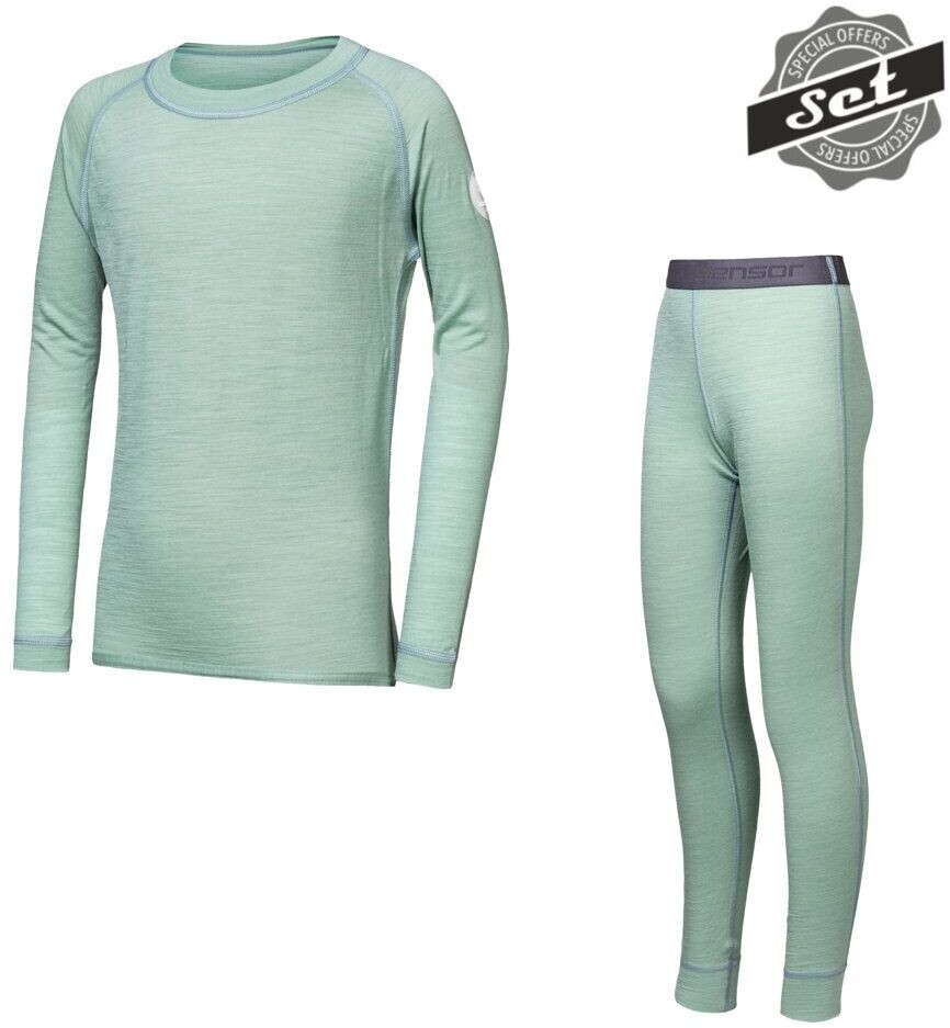 SENSOR MERINO AIR SET dětský triko dl.rukáv + spodky basil green Velikost: 90