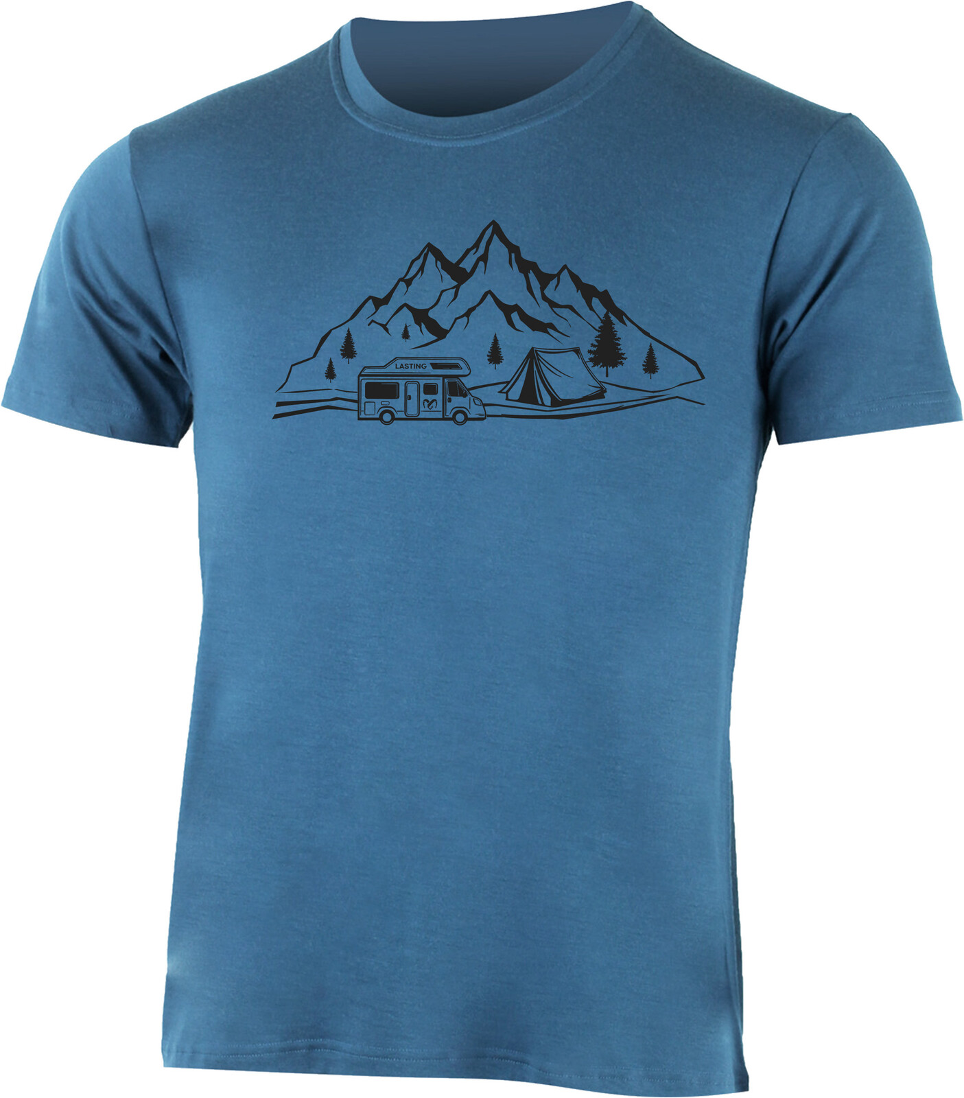 Lasting pánské merino triko s tiskem ALBI modré Velikost: L