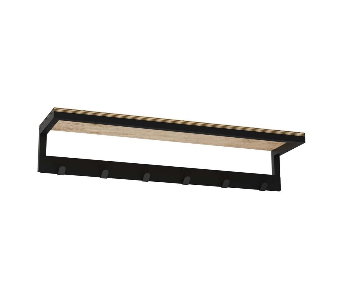 Nástěnný věšák na ručníky s policí 10x60 cm černá 9862