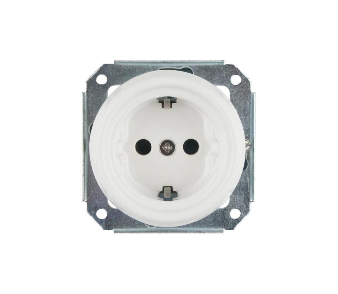 Bohemia-Design- Porcelá. retro domovní zásuvka bez rámečku SCHUKO 250V/16A bílá K1-RAGX