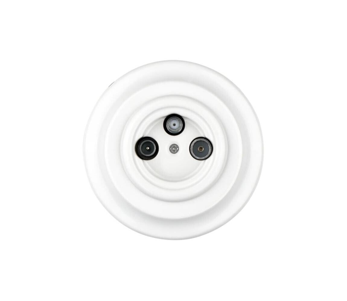 Bohemia-Design - Porcelá. retro TV/SAT-W zásuvka s rámečkem bílá K1-TV/SAT-W