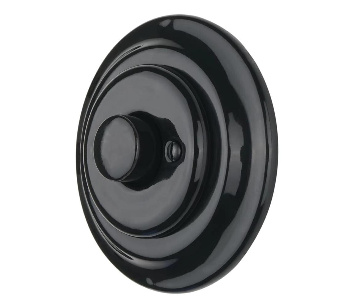 Bohemia-Design - Porcelánový retro stmívač otočný s rámečkem 250V/10A černá 12359374