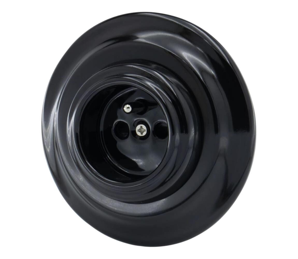 Bohemia-Design - Porcelánová retro zásuvka domovní s rámečkem 250V/16A černá 12359375