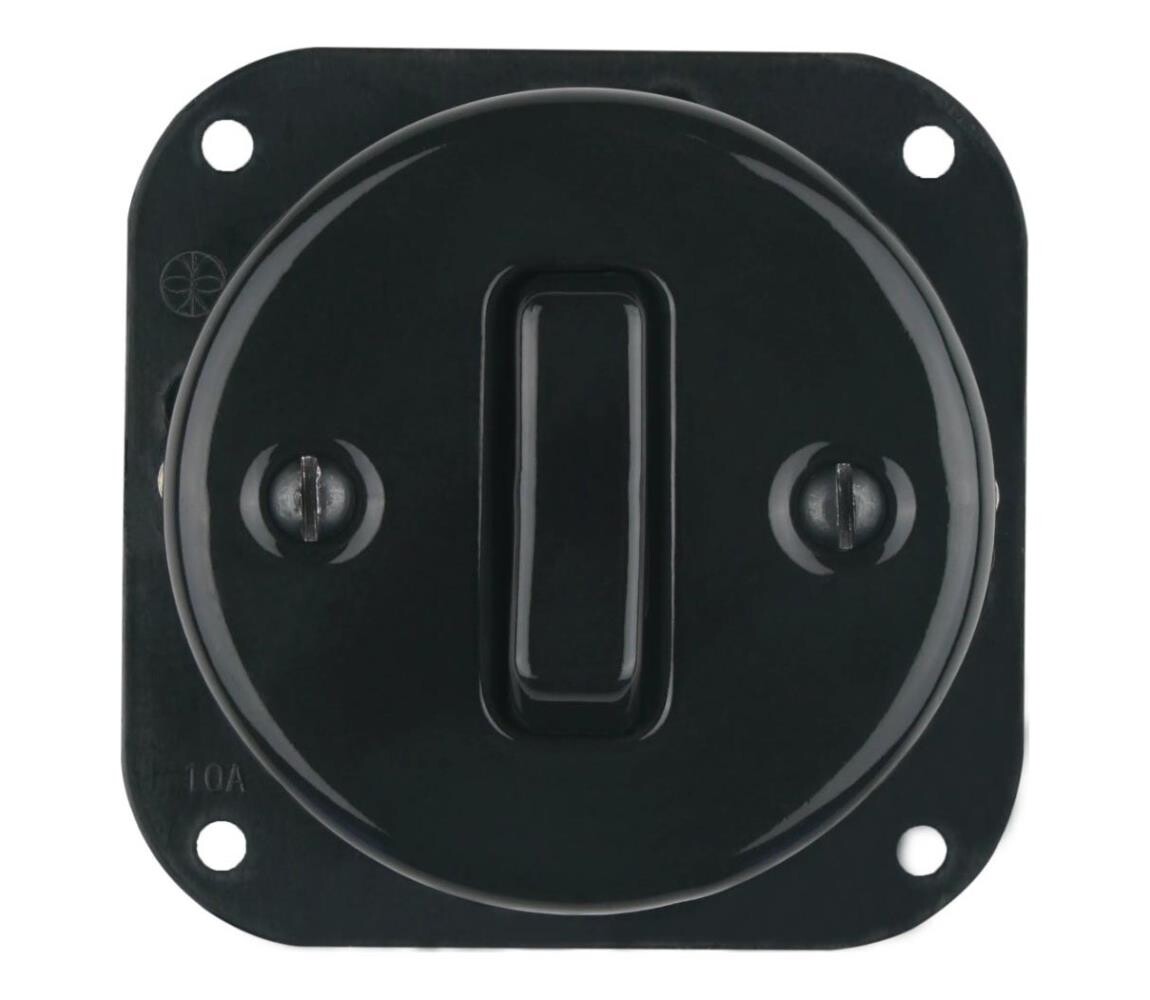 Bohemia-Design - Porcelánový retro dvojitý vypínač bez rámečku č. 6 černá 12359377