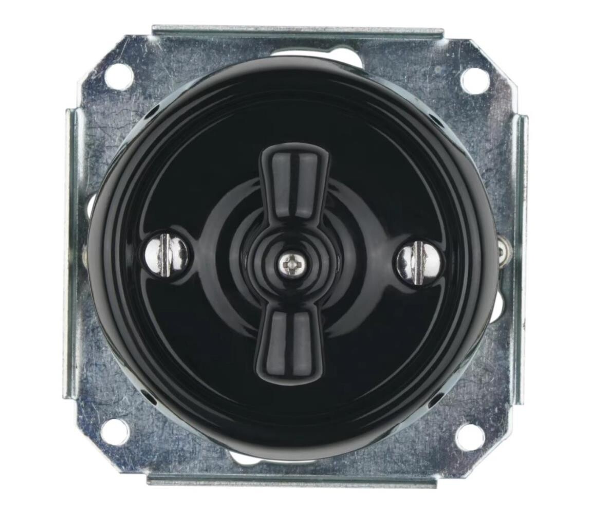 Bohemia-Design - Porcelánový retro vypínač otočný bez rámečku č. 7 černá 12359380