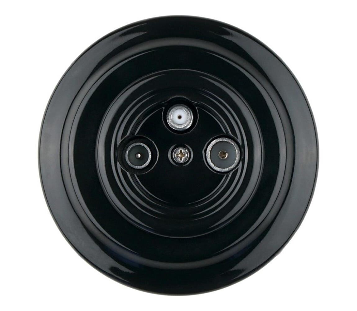 Bohemia-Design - Porcelánová retro TV/SAT-W zásuvka s rámečkem černá K1-TV/SAT-B