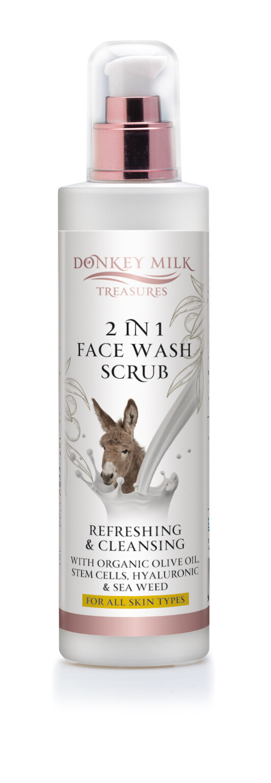 Donkey Milk Treasures Osvěžující a čistící exfoliační gel na obličej s oslím mlékem a mořskými řasami (250ml)