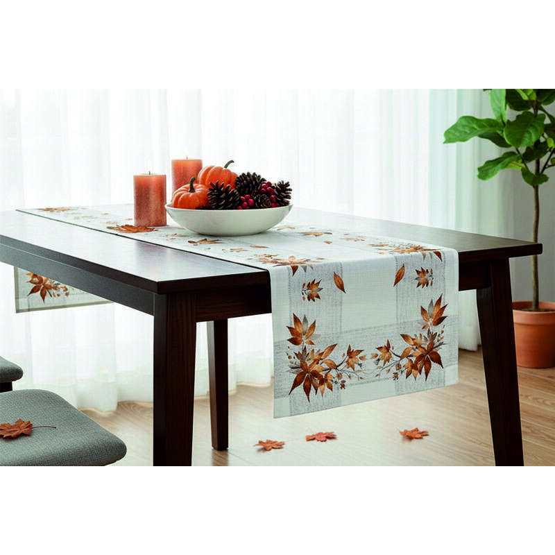 Ubrus celoroční, Podzimní listí, bílý 30 x 45 cm