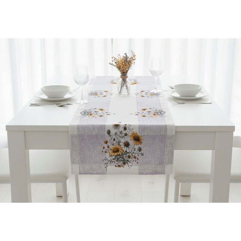 Ubrus celoroční, Kopretinky, bílý 30 x 45 cm