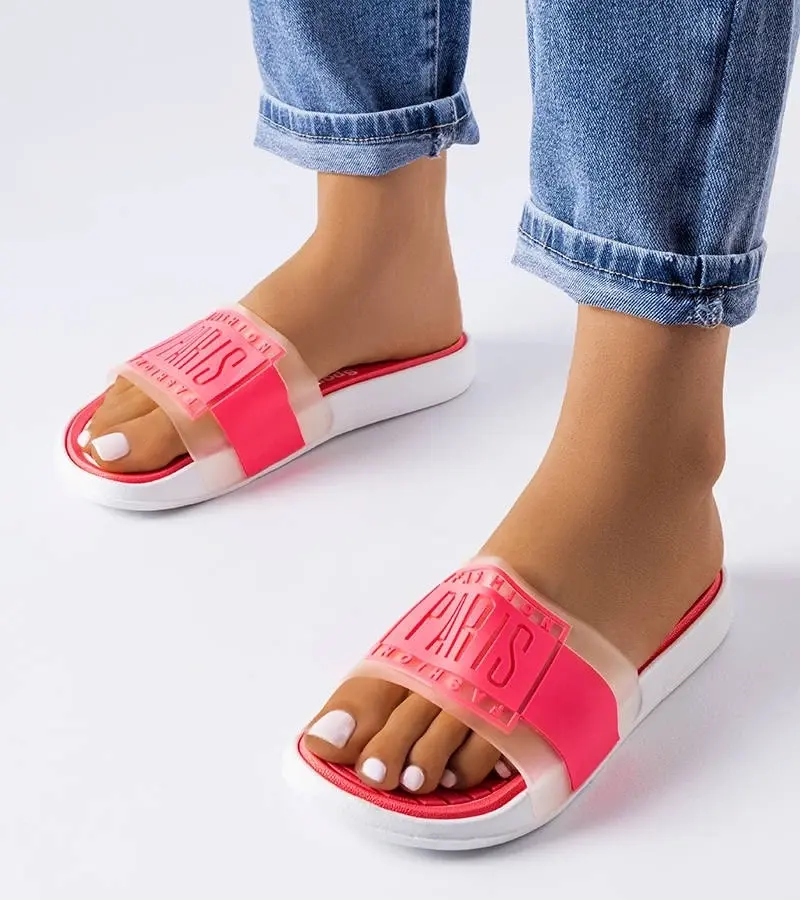 marka niezdefiniowana Pink rubber flip-flops Paris