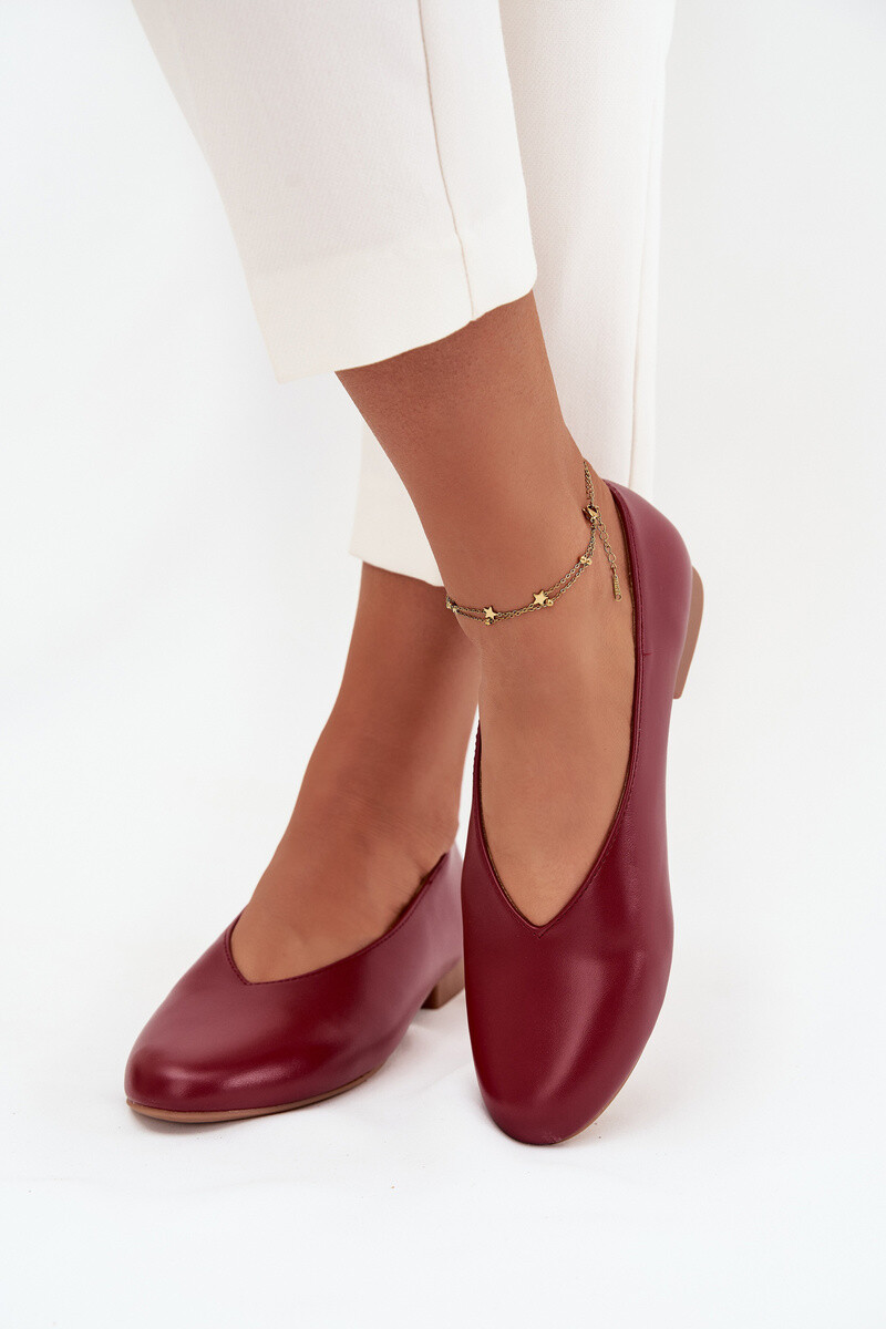 Boto Dámské baleríny z ekokůže na nízkém podpatku bordové Olyssia