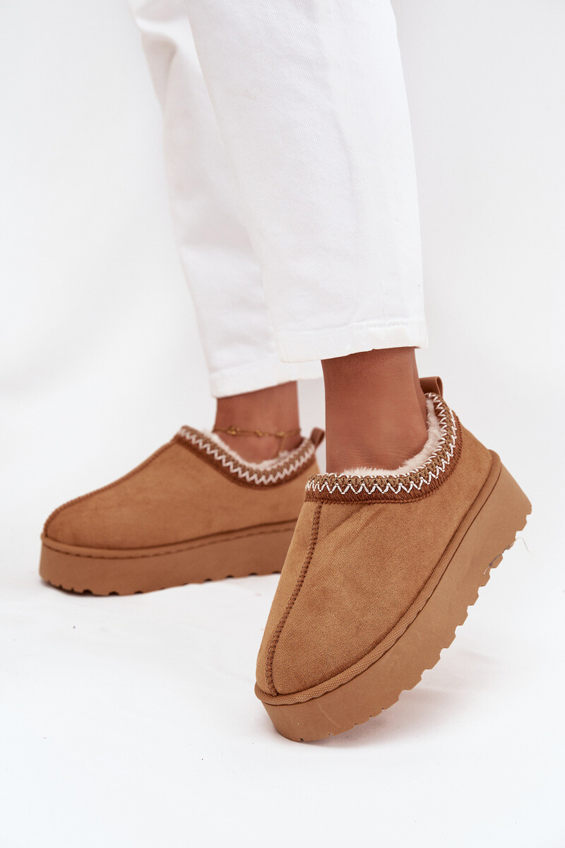 Boto Nízké dámské sněhule s výšivkou na platformě Camel Taliah