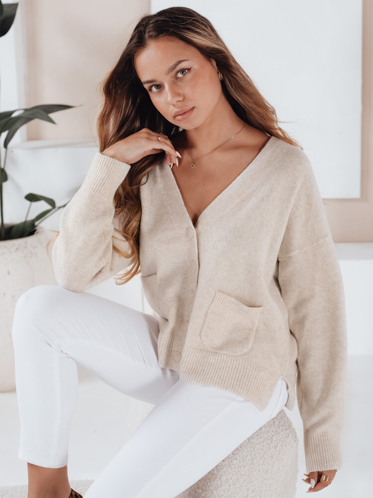 Damski kardigan SORELIE ecru Dstreet