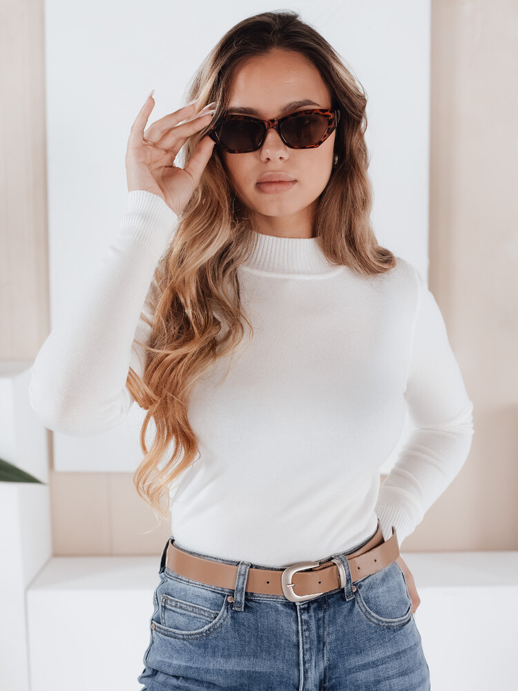 Damski sweter półgolf TARLENA biały Dstreet