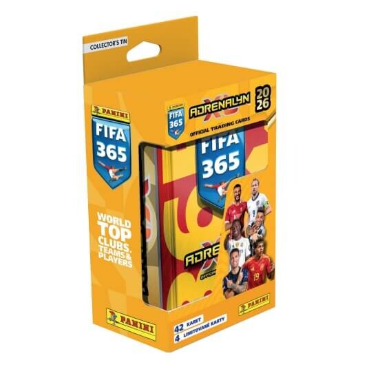 Fotbalové karty Panini FIFA 365 2025/2026 Adrenalyn plechová krabička - hranatá