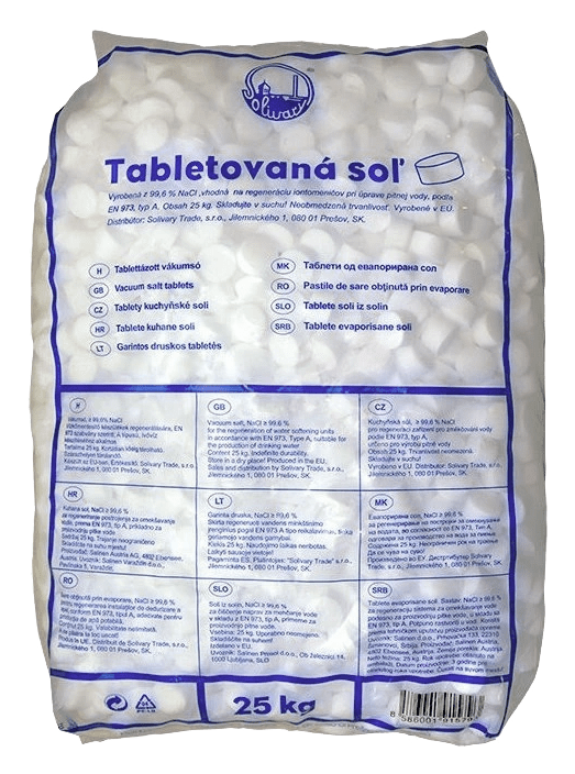Eco produkty TABLETOVÁ REGENERAČNÍ SŮL 25 KG PRO ZMĚKČOVAČE VODY