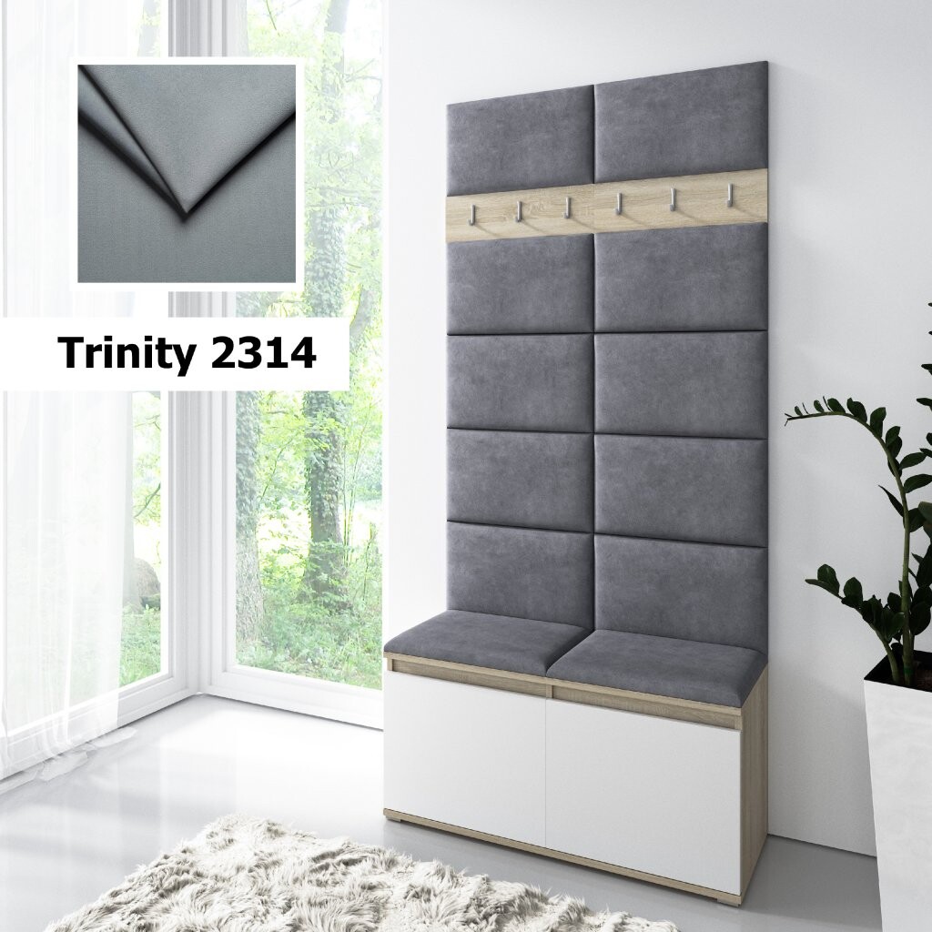 Eka Předsíňová stěna s čalouněnými panely Trinity 1 - Bílá sonoma / Šedá 2314