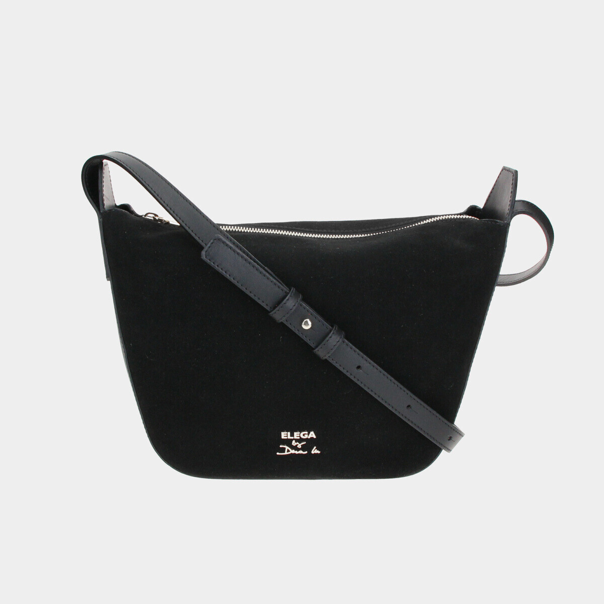 ELEGA Crossbody kabelka Mossy černá velur/stříbro