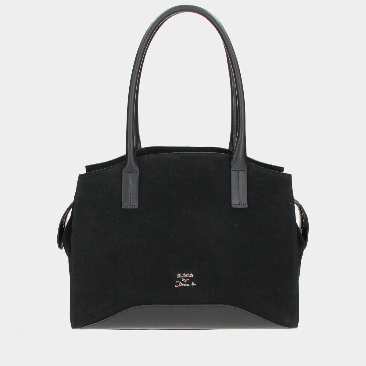 ELEGA Shopper kabelka Mossy černá velur/stříbro