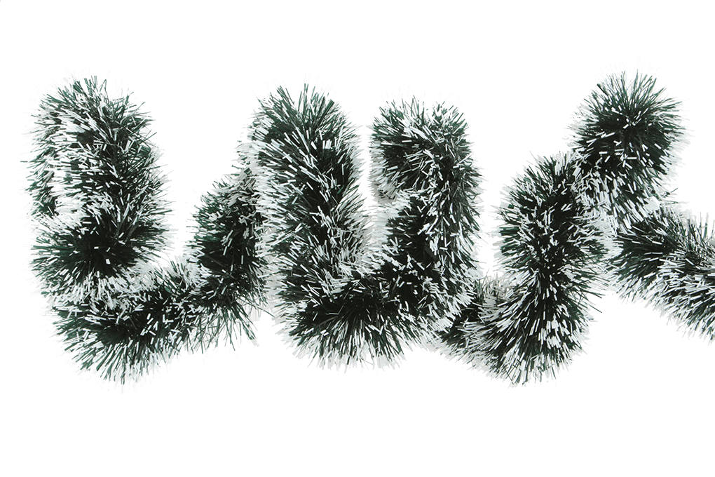 DEKORAČNÍ VÁNOČNÍ ŘETĚZ | tmavě zeleno-bílý | hustý & atraktivní | 200 cm