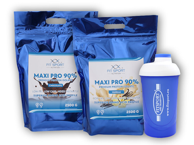 FitSport Nutrition 2x Maxi Pro 90% 2500g + šejkr Fitsport Varianta: chocolate