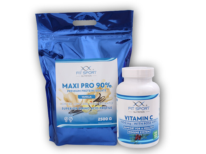 FitSport Nutrition Maxi Pro 90% 2500g + Vitamin C 1000mg with Rose Hips 120 tablet Varianta: chocolate