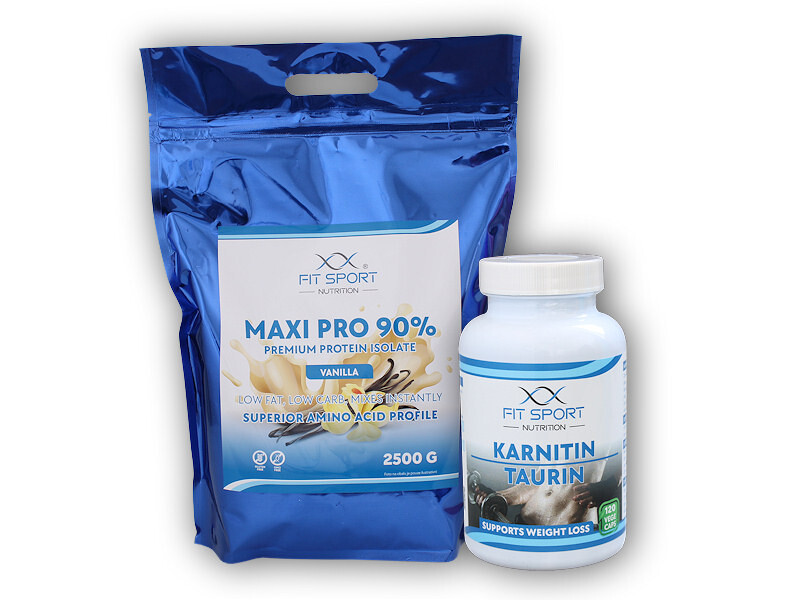 FitSport Nutrition Maxi Pro 90% 2500g + Karnitin Taurin 120 vege caps Varianta: chocolate