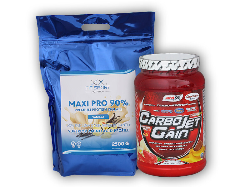 FitSport Nutrition Maxi Pro 90% 2500g + Carbojet Gain 1000g Varianta: chocolate - banana
