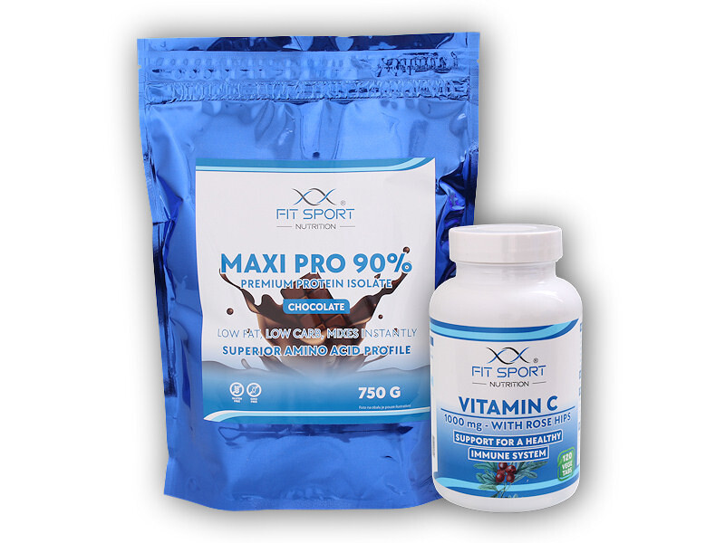 FitSport Nutrition Maxi Pro 90% 750g + Vitamin C 1000mg with Rose Hips 120 tablet Varianta: banana