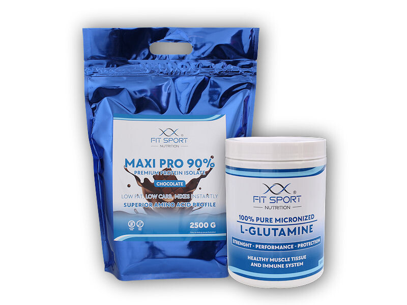 FitSport Nutrition Maxi Pro 90% 2500g + 100% Pure L-Glutamine 550g Micronized Varianta: chocolate
