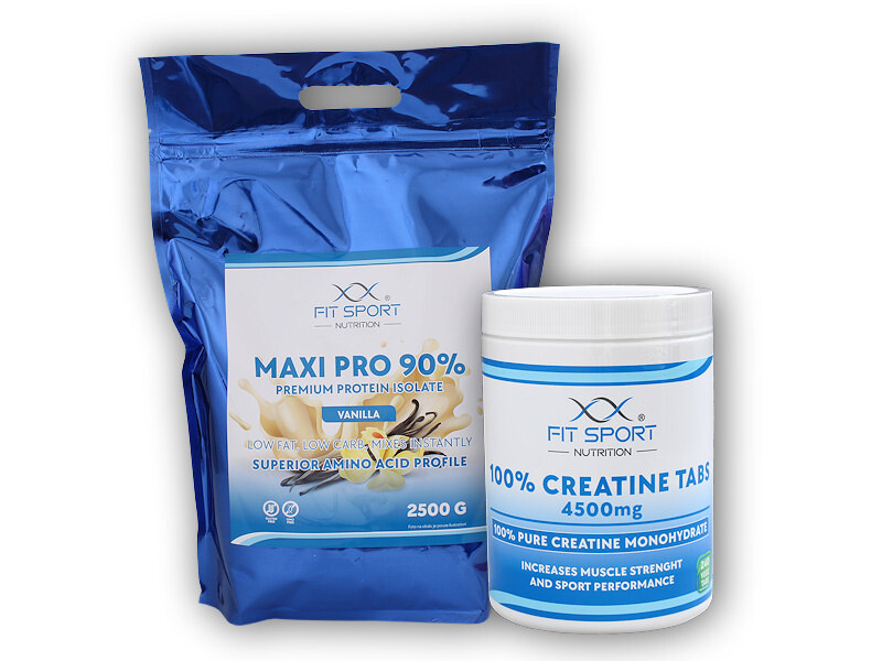 FitSport Nutrition Maxi Pro 90% 2500g + 100% Creatine Tabs 4500mg 240 vege tabs Varianta: chocolate