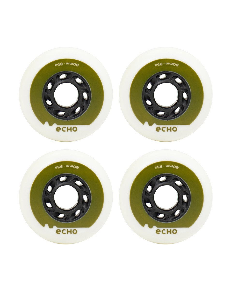 Echo - Drift Wheels 80mm White/Green - Kolečka na freestyle brusle (4ks)
