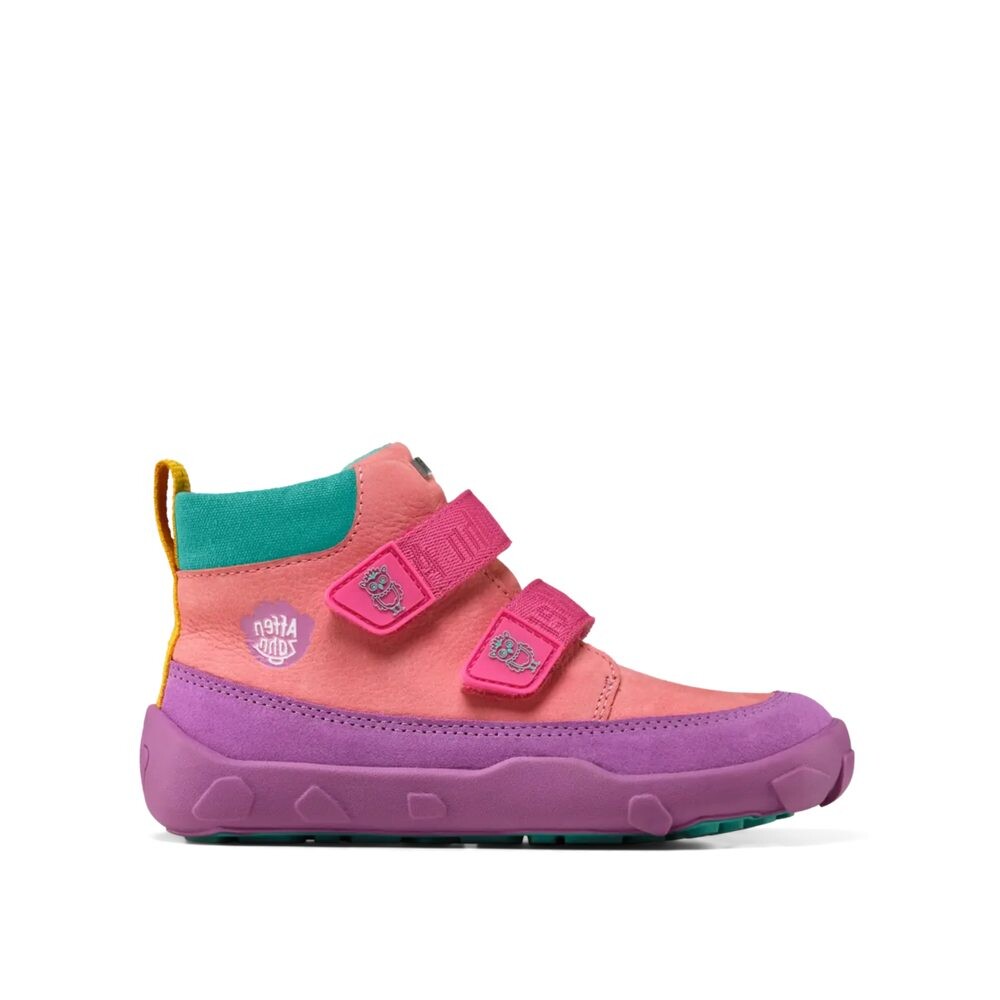 Affenzahn LOWBOOT LEATHER FRIENDY OWL Pink Dětské celoroční barefoot boty - 25