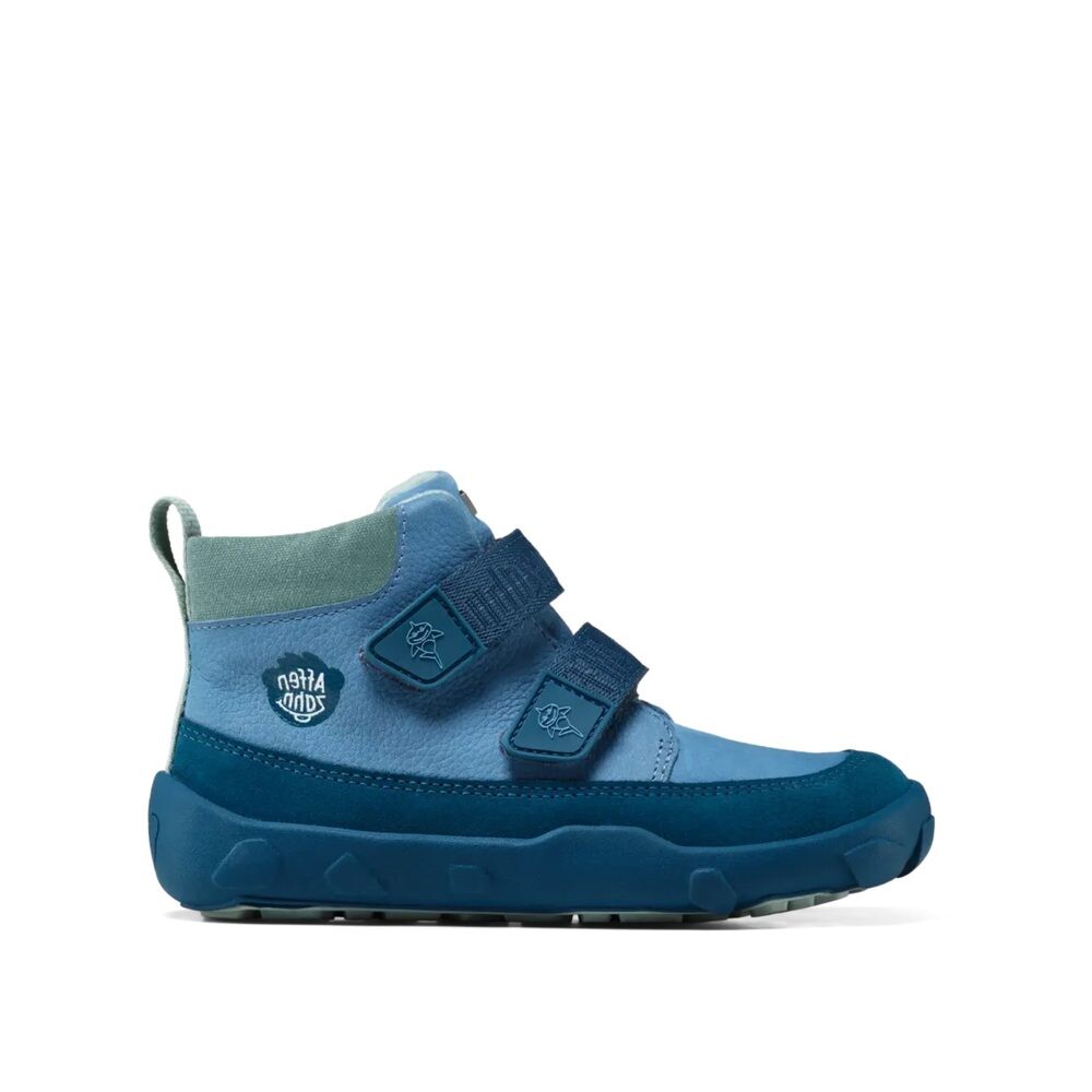 Affenzahn LOWBOOT LEATHER FRIENDY SHARK Blue Dětské celoroční barefoot boty - 25