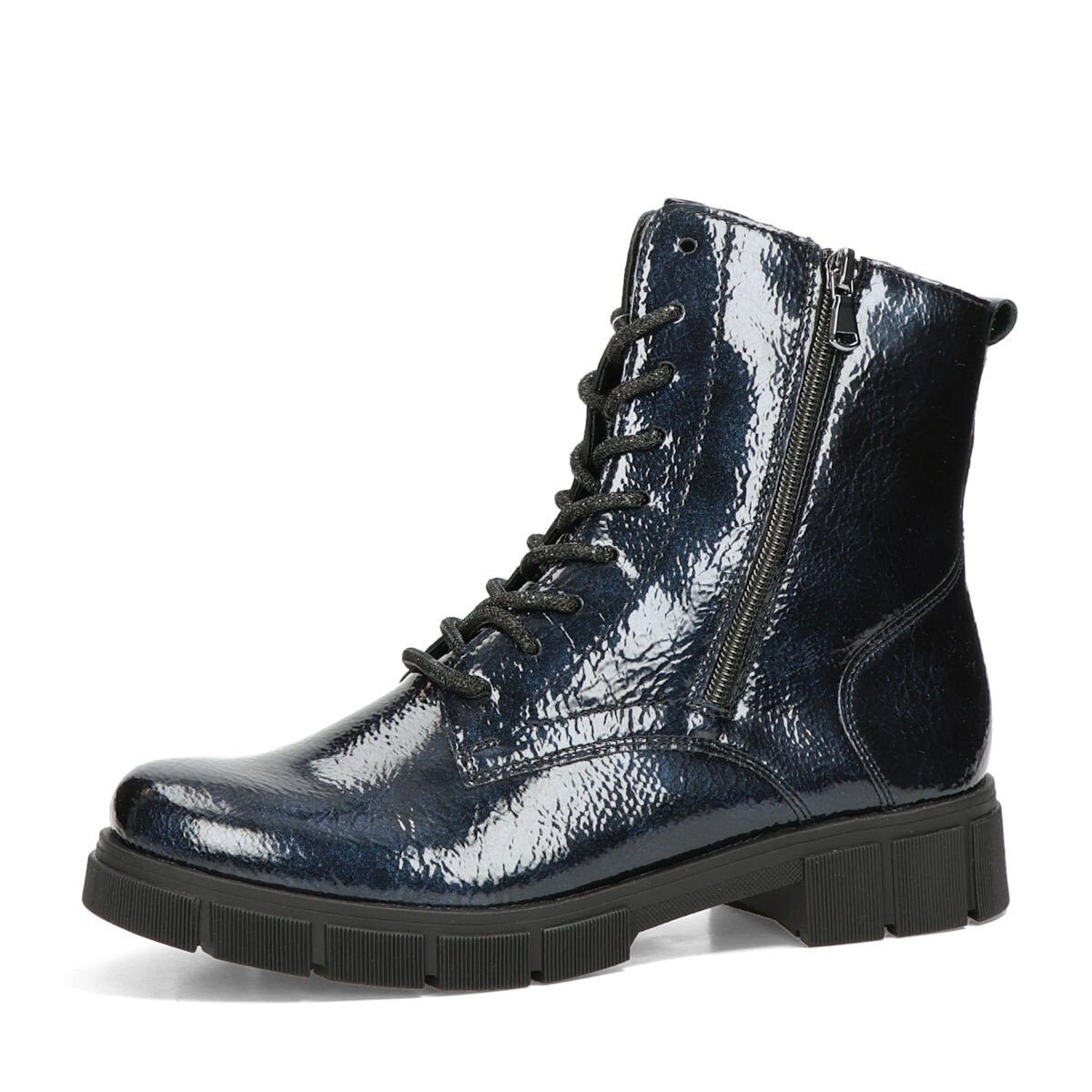 Remonte dámské lakované kotníkové kozačky - tmavomodré - 36