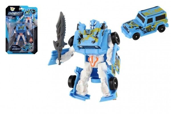Teddies Transformer auto/robot plast 14cm modrý