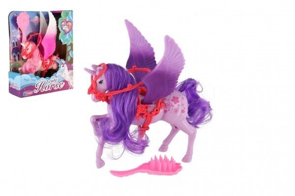 Teddies Jednorožec/kůň s křídly česací s hřebenem 22cm 3 barvy