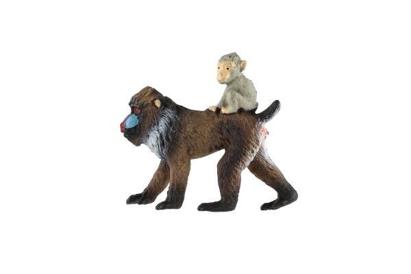 Teddies Mandril rýholící samice s mládětem zooted opice 6cm