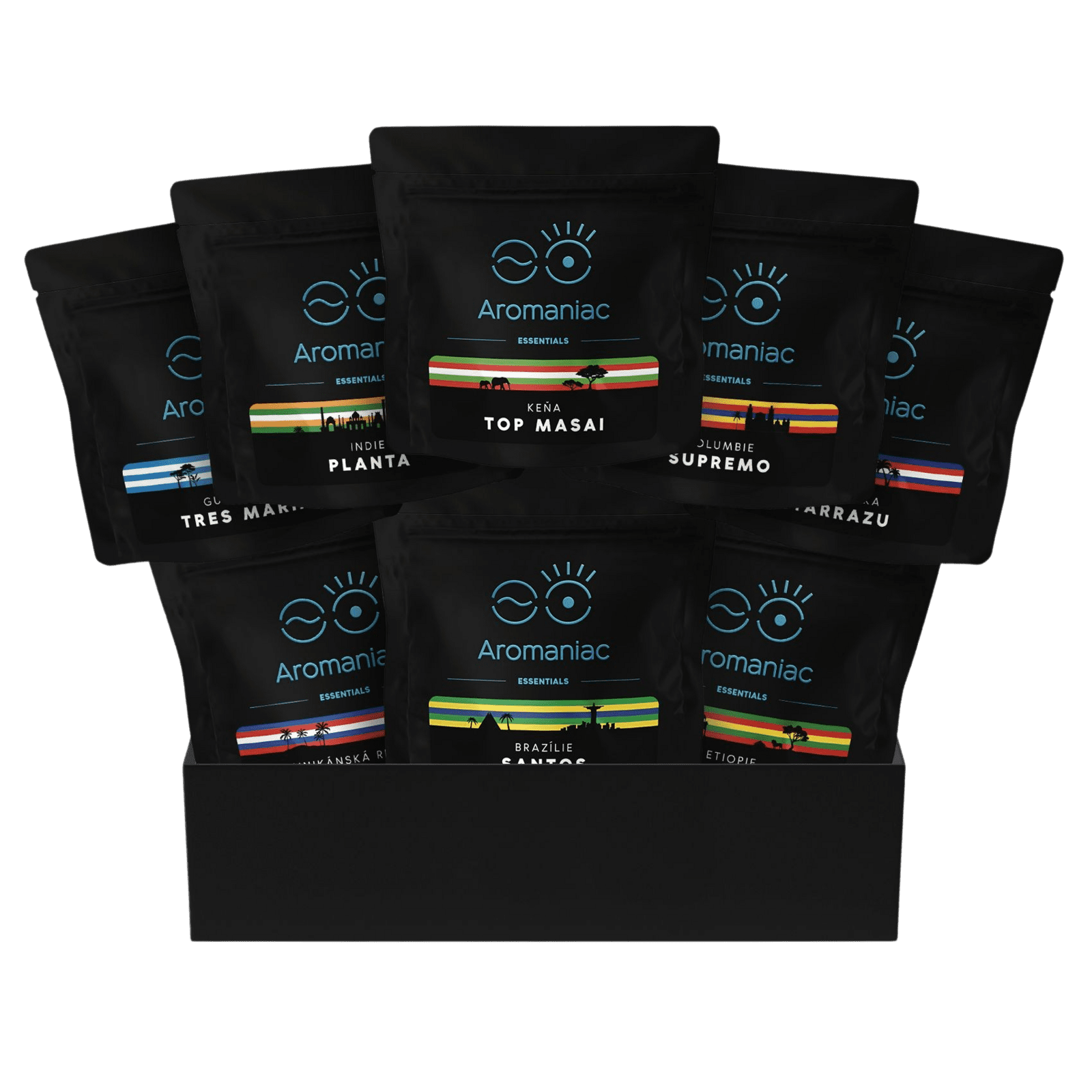 AROMANIAC Degustační balíček Aromaniac Nekyseláč⁸ v dárkové krabici 8 x 50 g