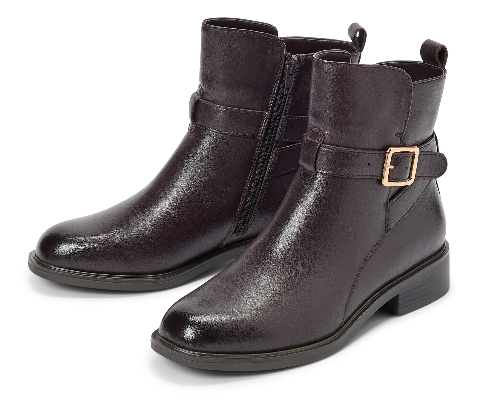 Tchibo - Kožené kotníkové boty - pro ženy - vel. 40 - barva: hnědá