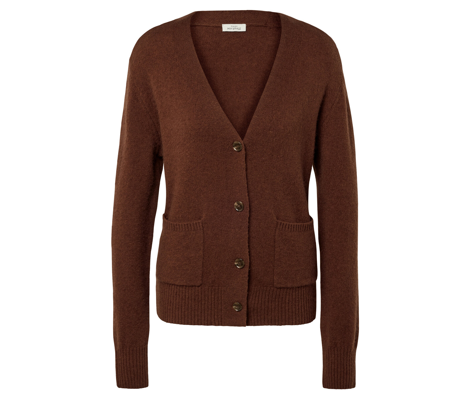 Tchibo - Pletený kardigan s vlnou s certifikací RWS - pro ženy - vel. S 36/38 - barva: hnědá
