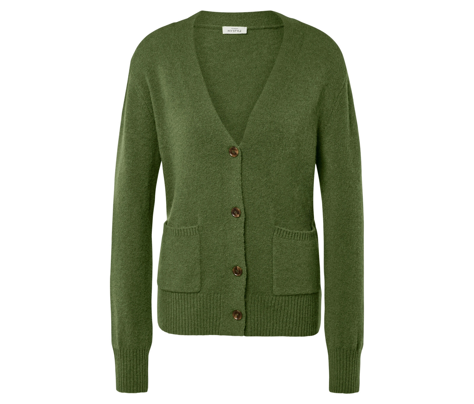 Tchibo - Pletený kardigan s vlnou s certifikací RWS - pro ženy - vel. L 44/46 - barva: zelená