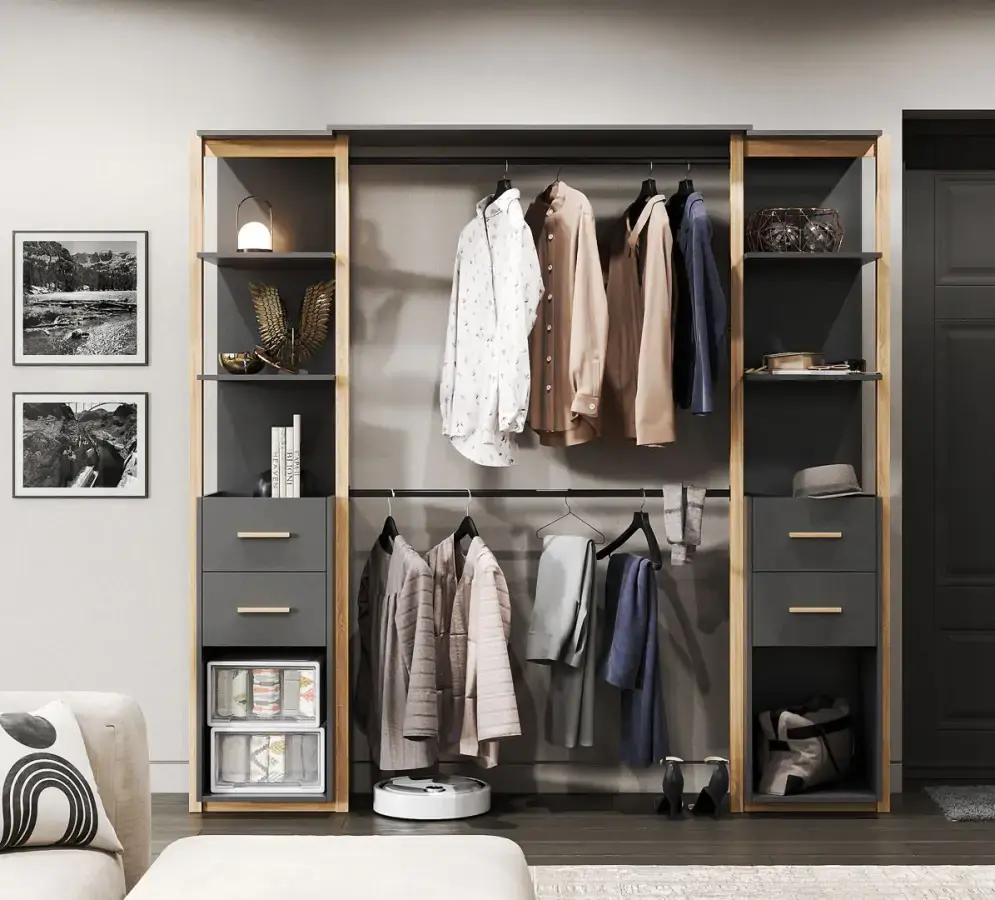 Casarredo Otevřený šatník ISSEN - dub artisan/antracit