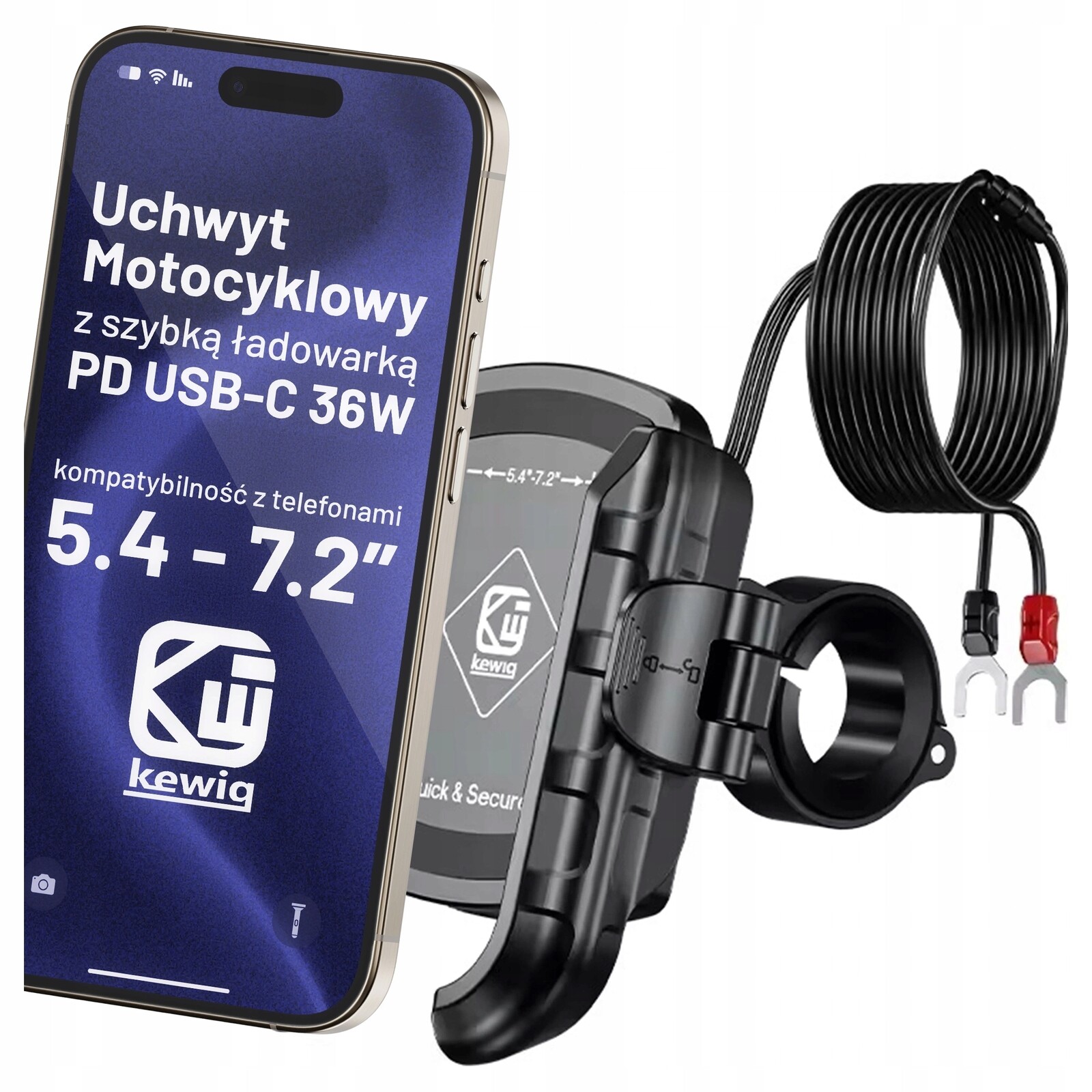 Držák na motocykl pro telefon Rychlá nabíječka Usb-c Pd Volant Zrcátko