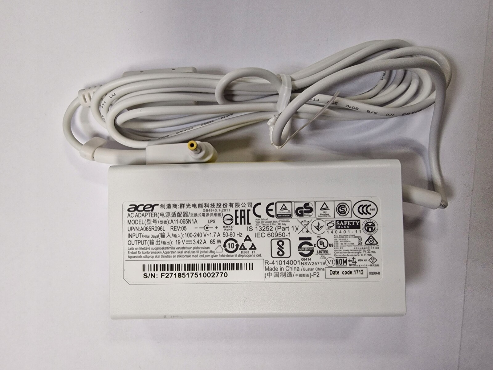 Originální 65W napájecí adaptér Acer Travelmate P215-51 P215-52 P215-53 P416-51