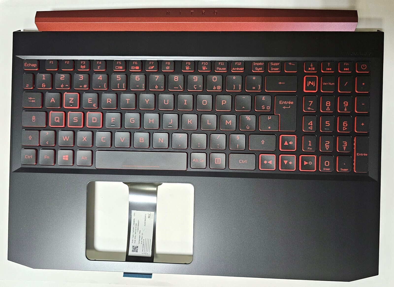 Klávesnice s krytem palmrest pro Acer Nitro AN515-43, černá s podsvětlením Azerty