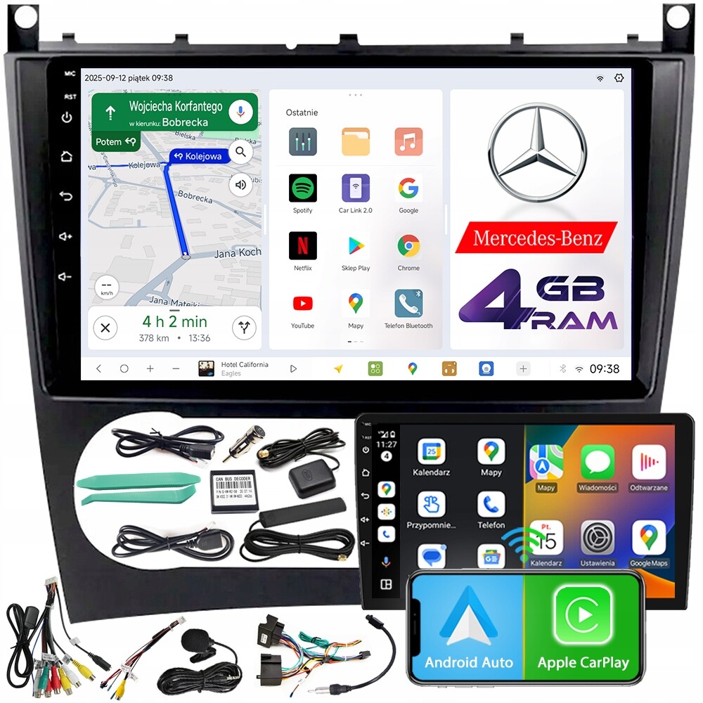 Autorádio Ncs D9 Mercedes-benz W203 W209 2000-2007 Android 4GB Lte