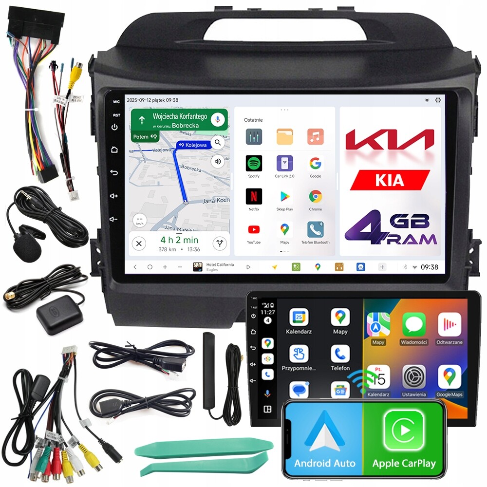 Autorádio Ncs D9 Kia Sportage 3 III 2010-2015 Android 4GB Lte