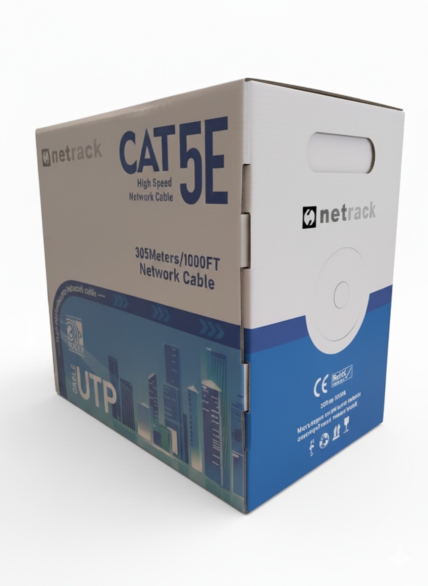 Síťový kabel kroucený Lan kat. 5e Utp 305 m Cu 100% měď Netrack bílý